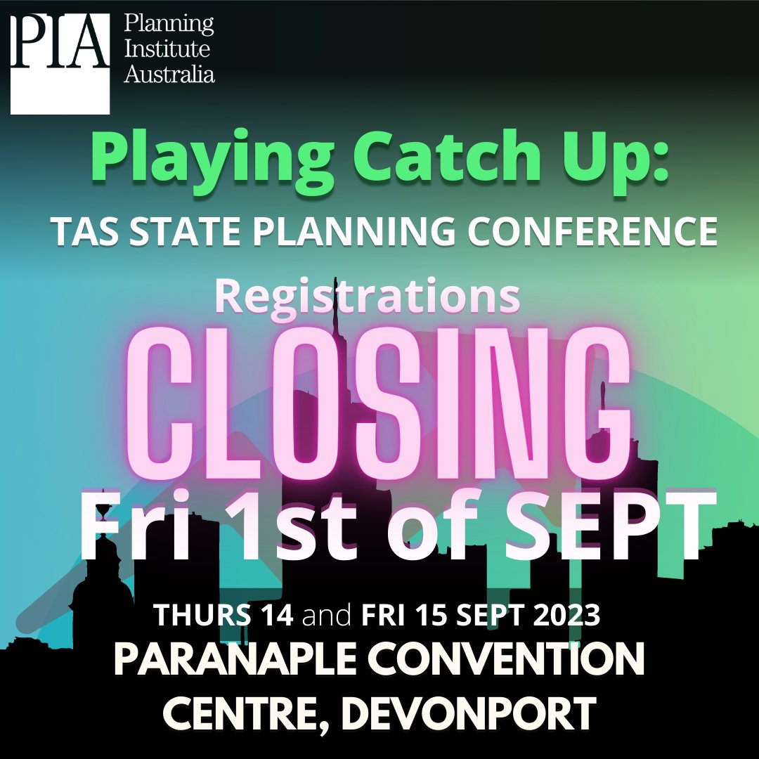 pia_planning's tweet image. 2023 PIA Tas State Conference is all about CATCHING UP with the population growth in Tas!
Join us in Devonport on 14 &amp;amp; 15 Sept as we explore the impacts that a revitalised population bring!
Registrations close 1 September.
#devonport #tas #planners #planning #affordablehousing