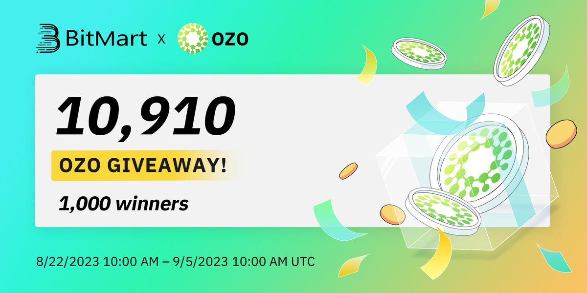 🌟 #BitMart X #OZO #Airdrop 🌟

1⃣️Follow <a href="/BitMartExchange/">BitMart</a> &amp; <a href="/BitMartResearch/">BitMart Research｜$BMX HODLer</a> &amp; <a href="/Ozone_chain/">Ozone Chain</a>
2⃣️Join t.me/BitMartExchange &amp; t.me/ozonechainlabs
3⃣️RT &amp; Tag 3 frds &amp; Like
4⃣️Fill forms.gle/MiKEKNNdXMWgDn…

🎁1,000 winners / 10,910 $OZO
Register 👉 bitmart.com/register/en-US