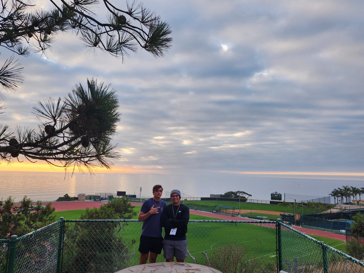 brian_jackel's tweet photo. What dreams are made of! 2 former @Steele_Baseball players @BrandenJackel and @TommyMolina18 start their next  chapter @PLNUBaseball!  Of course their evening walk would end up at the baseball field. Not a bad spot to play a little baseball!  Congratulations u 2! Keeping working! https://t.co/7H9bpCaSbZ