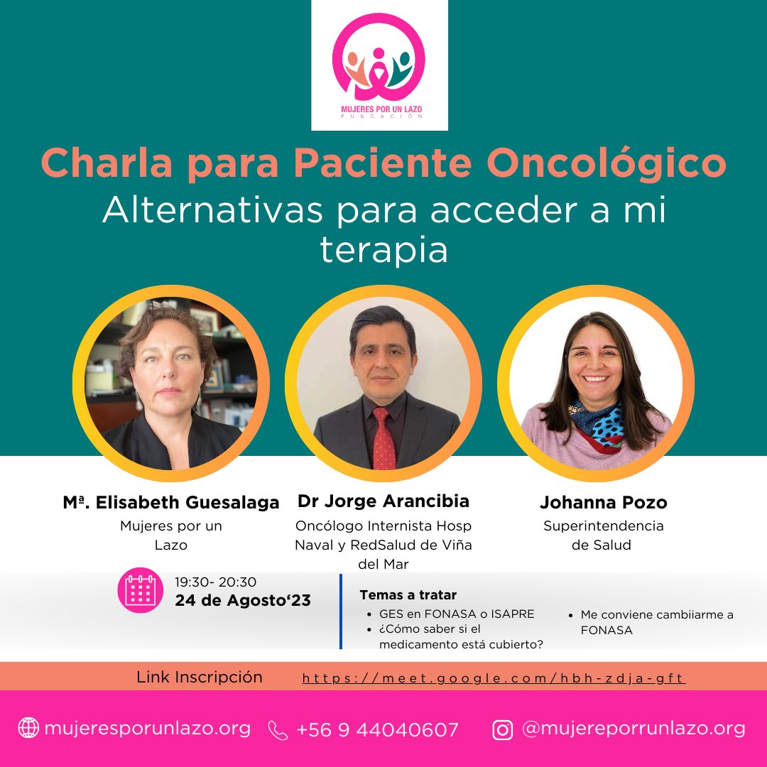 Este jueves los esperamos junto a dos grandes invitado para hablar acerca de Caec, LRS, DAC
meet.google.com/hbh-zdja-gft

<a href="/ACHAGO_CL/">ACHAGO</a> 
<a href="/SuperDeSalud/">Superintendencia de Salud Chile</a> 
<a href="/FNCChile/">Fundación Foro Nacional de Cáncer</a> 
<a href="/mariely_scl/">Mariely Guesalaga</a>