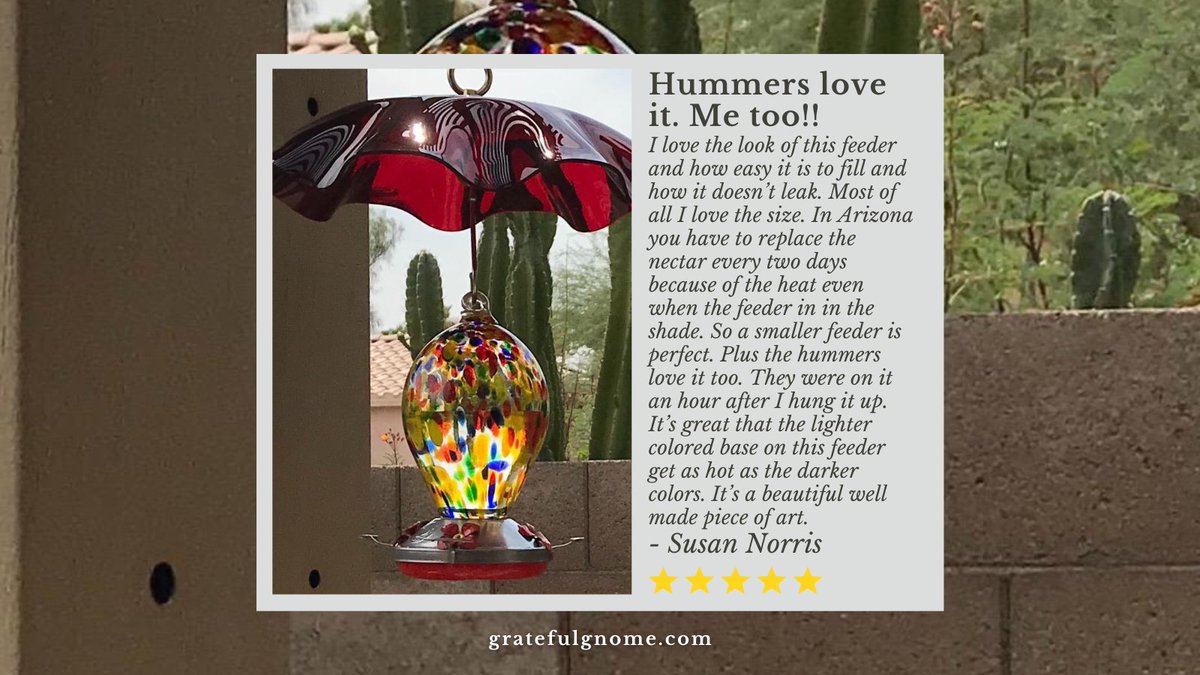 ⭐⭐⭐⭐⭐5 Star Review from Susan Norris: 🇺🇸 Hummers love it. Me too!! #hummingbirdfeeder #productreview #TestimonialTuesday * bit.ly/3JicAIa