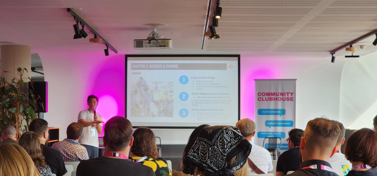 markdeloura's tweet photo. Enjoying Tony Won's kickoff of #communityclubhouse Europe! Great group of community-focused game devs here during #gamescom2023 week. https://t.co/FYriKRCBIo