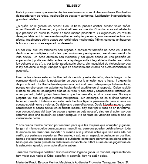 🟣"El Beso", por la magistrada María del Prado  Escoda Merino <a href="/DelEscoda/">Maria del Prado Escoda Merino</a> 👇