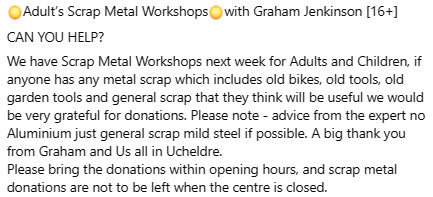 CanUcheldreCtr's tweet image. #ScrapMetalWorkshops #Grahamejenkinson #CanYouHelp
