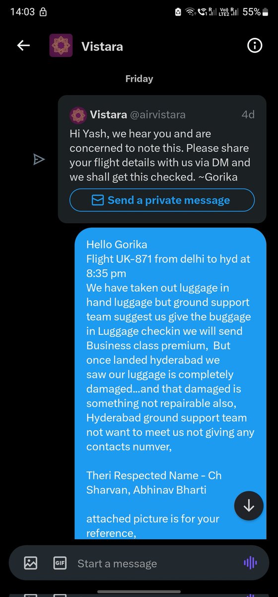 ynahata's tweet photo. This is what i got the answer from @airvistara https://t.co/2aUeDdCRBh