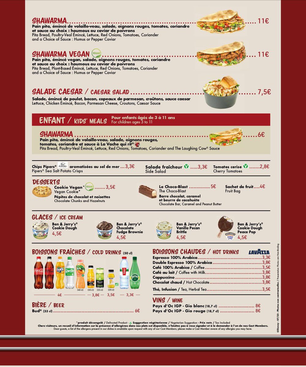 New menu for Super Diner at #AvengersCampusParis! Happy with shawarma! #DlpInsidEars #DisneylandParis