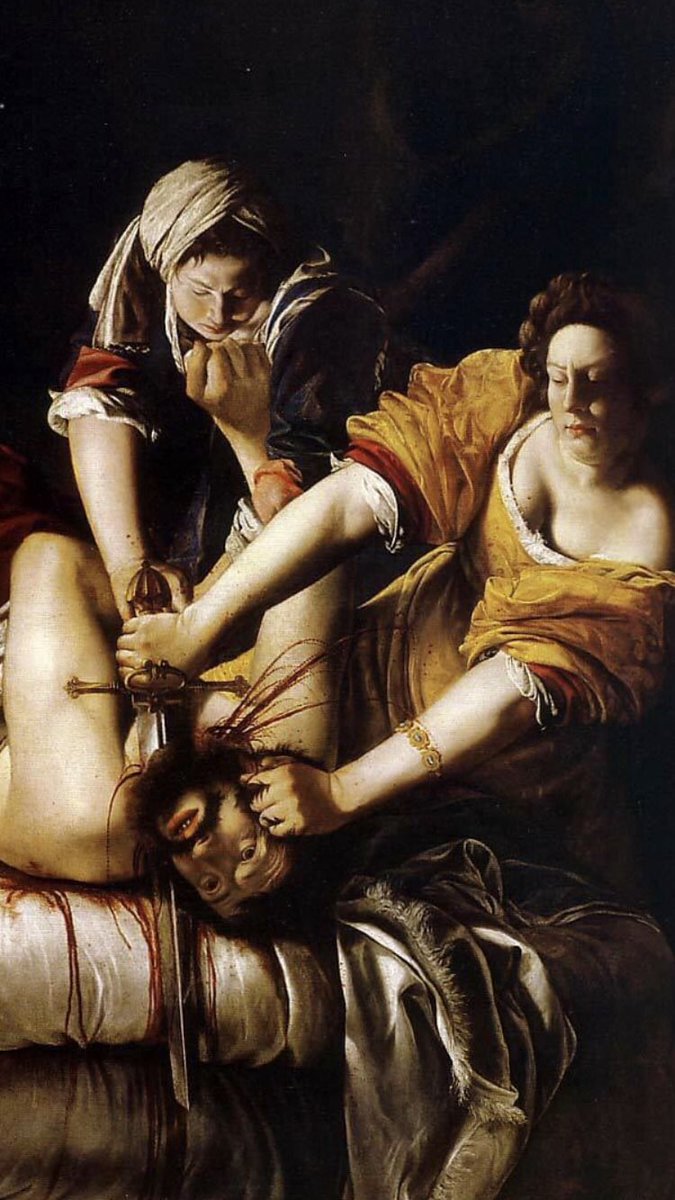 #nonhofattonulladimale e chi dice il contrario? Dettaglio,Giuditta decapita Oleoferne.Uffizi.Artemisia Gentileschi più volte violentata Era il 1611. Anni bui per le donne. Oggi AD 2023 eravate in otto. Ma non avete fatto niente di male. Per vostra fortuna Giuditta non c’è.