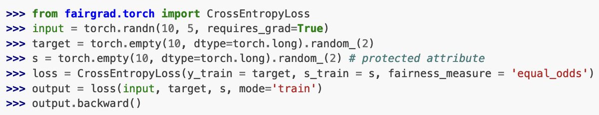 __gauravm's tweet photo. Using FairGrad is as simple as replacing your PyTorch loss function with our custom loss function: https://t.co/LhiauVWOJx