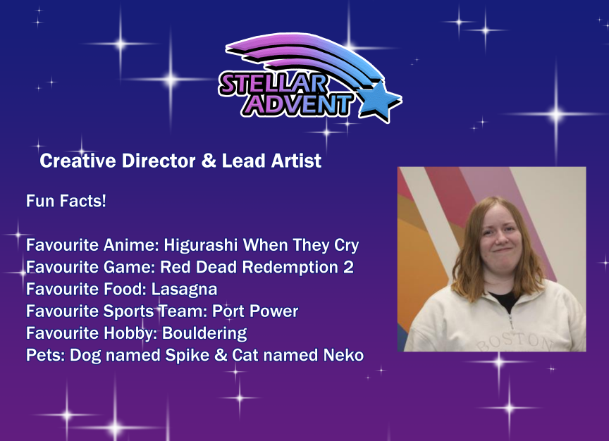stellaradvent's tweet photo. Hi everyone!!
I’m Katie, and I’m working as the Creative Director and Lead Artist for Project Julia. I help with the art direction for the game and will be working mostly on the main characters. https://t.co/c2vLaCJye6