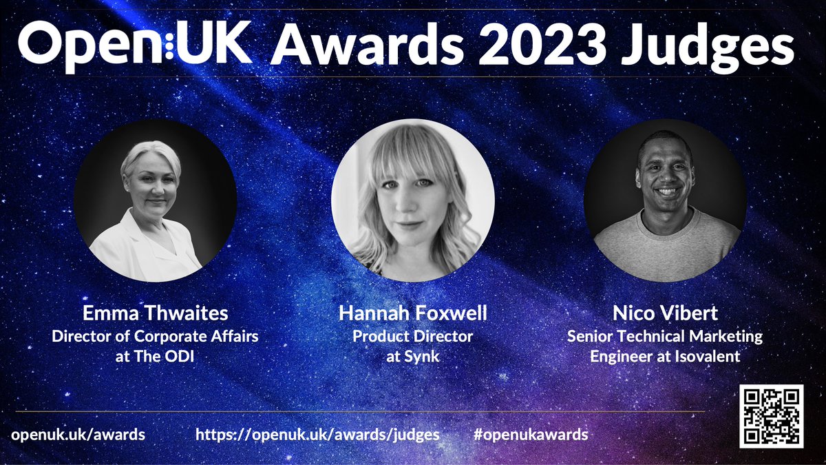 openuk_uk's tweet image. Meet our judges for our fourth annual OpenUK Awards 2023, @EmmaThwaites of @ODIHQ, Head Judge with @HannahFoxwell of @snykse and @nicovibert
 of @isovalent. openuk.uk/awards/  #openukawards 🏆🌟