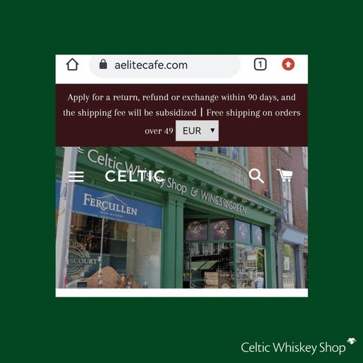 Scam alert ⚠️

Please be aware that Celtic Whiskey Shop only operates from our official website celticwhiskeyshop.com. There is currently a site using our information and images, we are not associated and they are not a legitimate site.  Stay safe folks!