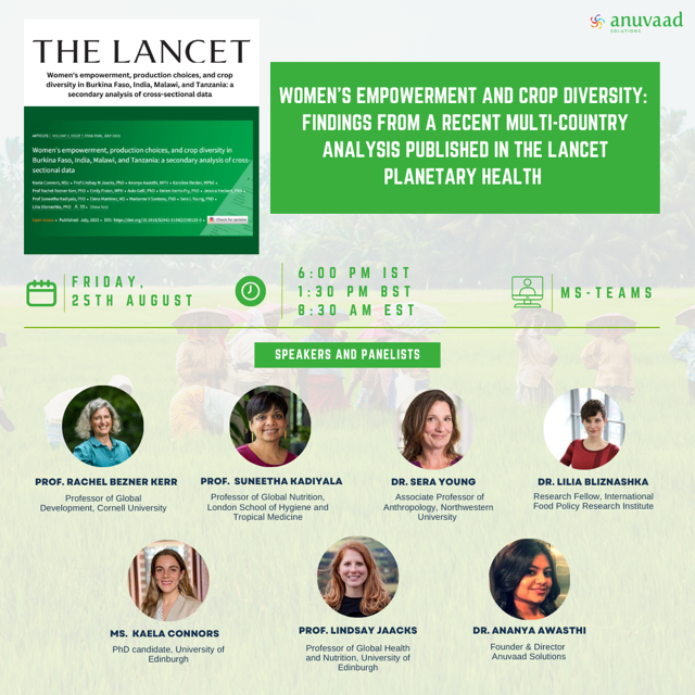 📅Friday 25 Aug
⏰12:30 GMT

💪🏿Dive into the intersection of women's empowerment &amp; crop diversity.🌱Discover key findings from a recent study 📊that sheds light on the role women play in #agricultural #sustainability.

#WomenEmpowerment #Agroecology

➡️anh-academy.org/community/even…