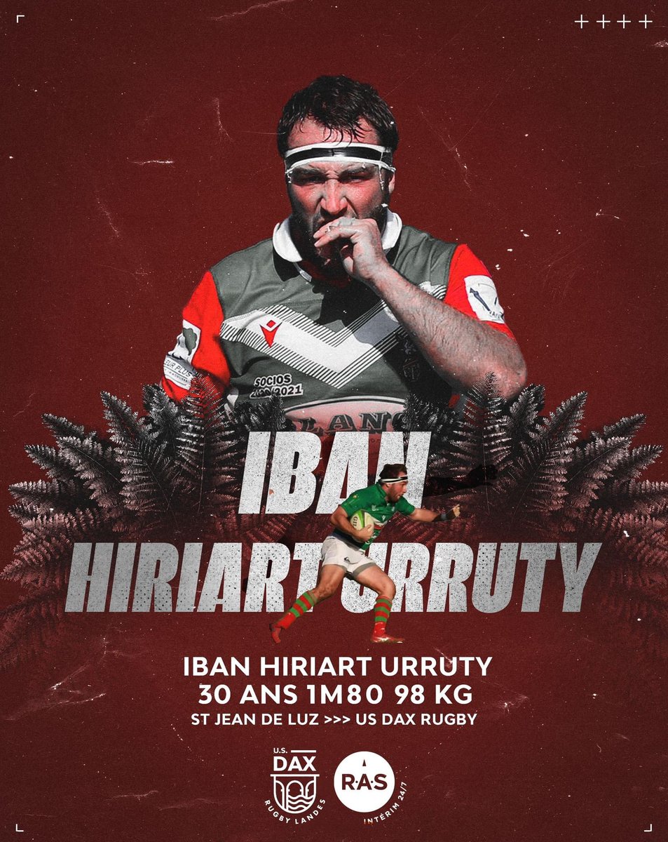 𝗟𝗘 𝗧𝗔𝗟𝗢𝗡𝗡𝗘𝗨𝗥 𝗜𝗕𝗔𝗡 𝗛𝗜𝗥𝗜𝗔𝗥𝗧 𝗨𝗥𝗥𝗨𝗧𝗬 𝗘𝗡 𝗥𝗘𝗡𝗙𝗢𝗥𝗧 🔥

Iban Hiriart Urruty arrive en joker médical suite à la blessure au tendon d'Achille d'Elvis LEVI 🔴⚪️

+ d'infos 👉 wp.me/patfvW-2XD

RAS Intérim Dax vous présente la nouvelle arrivée !