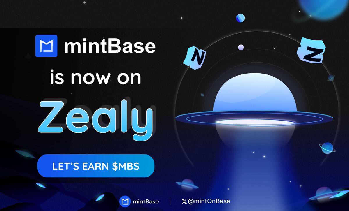 🛸 mintBase is now on Zealy! 👽 Complete the Quests to earn $MBS: zealy.io/c/mintonbase/q… #mintBase #NFT #BuildOnBase #Airdrop