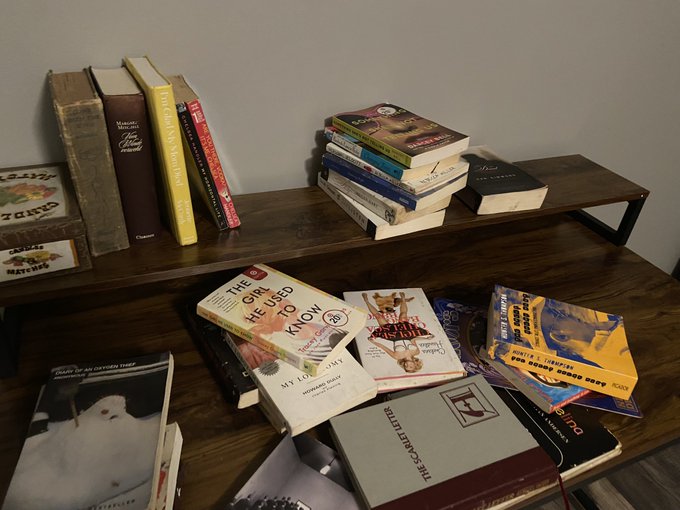 InLove🖤putting shelves above. That&rsquo;s only half my books.Peep that Classic American Literature.  Chelsea