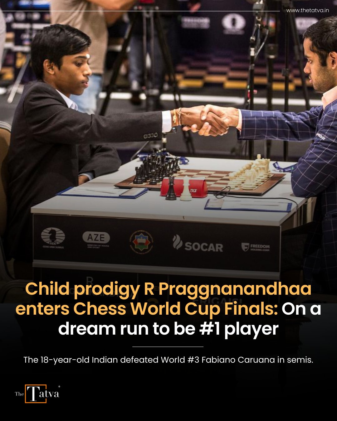 R Praggnanandhaa, India's 18-year-old, becomes youngest player to reach  Chess World Cup final