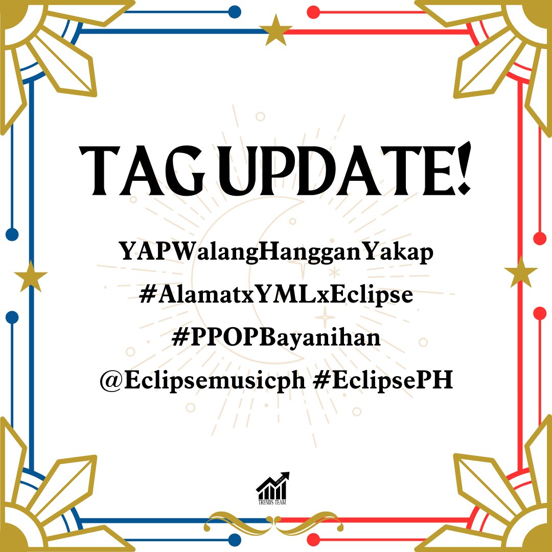 AONtrends's tweet photo. 📣 Good Afternoon Moonlights! 🌙✨️ 

Tags for today!

YAPWalangHangganYakap
#AlamatxYMLxEclipse
#PPOPBayanihan
@Eclipsemusicph #EclipsePH https://t.co/MTWTaacg3a