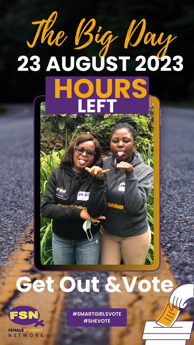 femalestudents's tweet photo. The time is now, #HoursLeft let’s go vote tomorrow. #SmartGirlsVote #SheVote @TheFeedZW @Students_Vote @UNIZIMTRUST @HerRights4 @nustzimsrc @EverniceMunando @ZimMediaReview https://t.co/dkuI7MBY1t