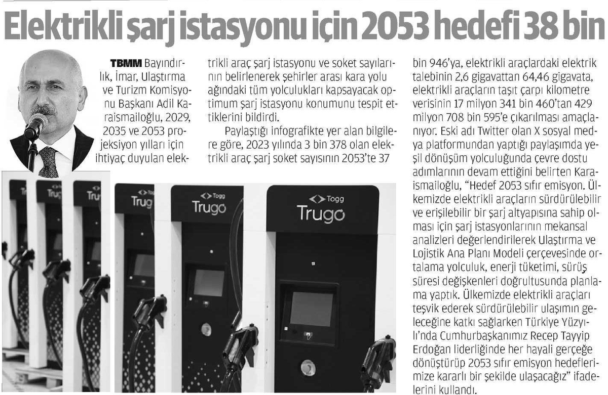 EnerjiCalisani's tweet photo. Elektrikli Şarj İstasyonu için 2053 Hedefi 38 Bin
(22 Ağustos 2023 - Milat Gazetesi) https://t.co/5EF2SJW4ok