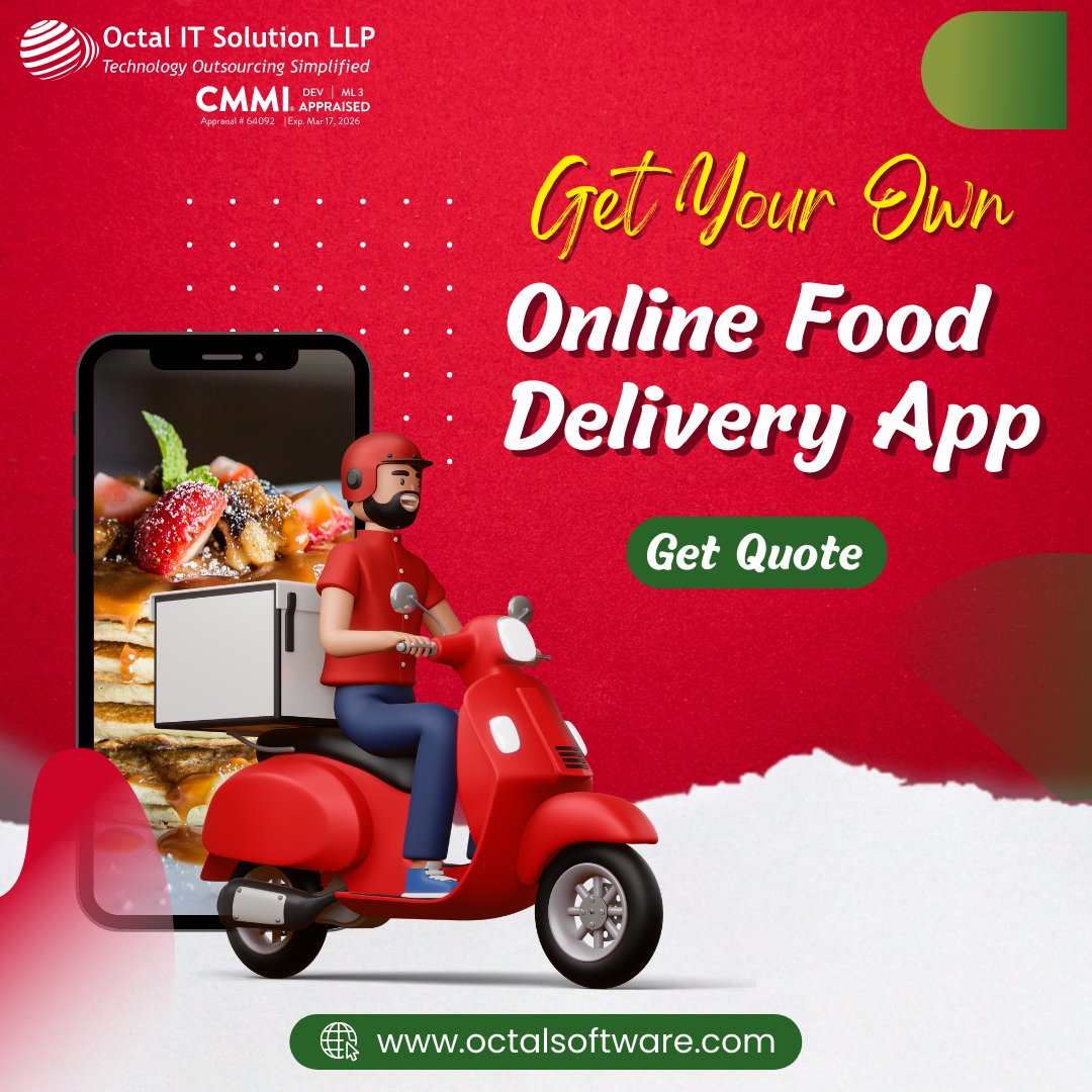 octalitsolution's tweet image. Craving convenience? 🍔🚀 Elevate your restaurant&apos;s reach with our cutting-edge online food delivery app, crafted by Octal IT Solution! 📲🍕Let&apos;s revolutionize the way you deliver flavor! Contact us today. 💼🌟 #OctalITSolution #FoodDeliveryApp #DigitalDining