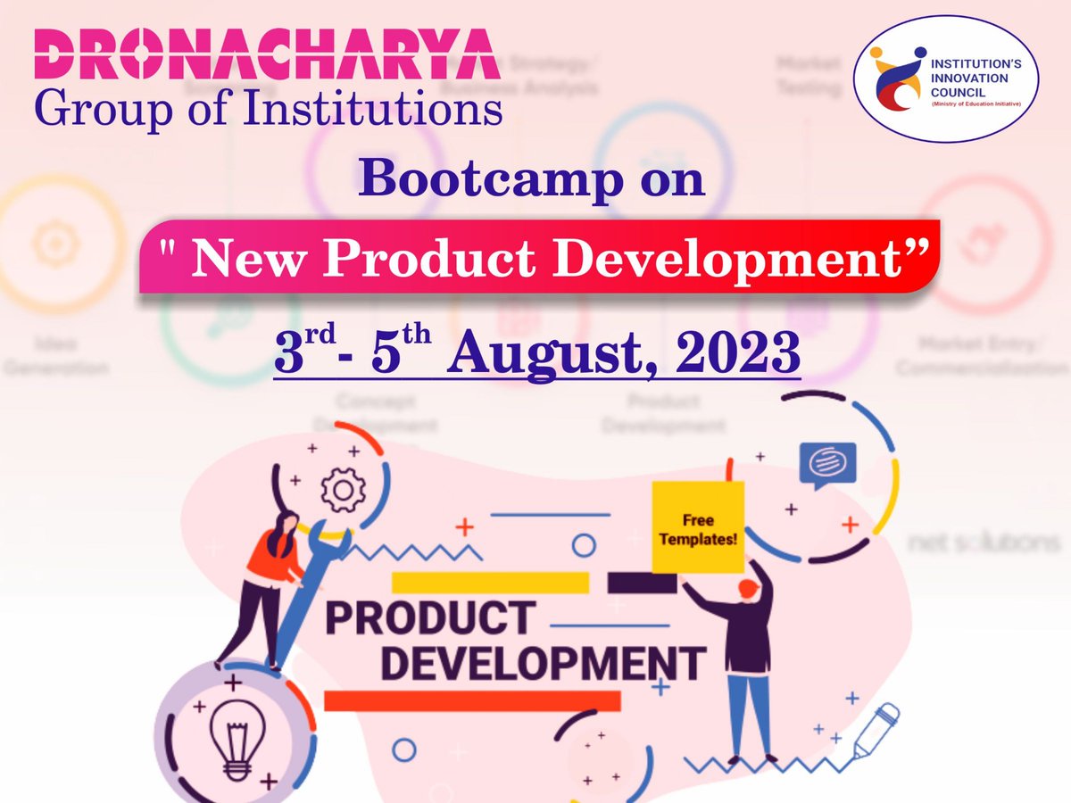 DronacharyaDgi's tweet photo. IIC Cell, Dronacharya Group of Institutions, Greater Noida organized Bootcamp on โ New Product Development โโ from 3rd to 5th August, 2023.
#bootcamp
#development
#productdevelopment
#innovation
#innovativemind
#azadikaamritmahotsav
#aicte
#DronacharyaGroupofInstitutions https://t.co/NBjeoJJDdP