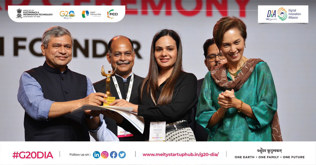 The Best Woman Founder Award in Ed-tech was given to Cognalearn, Singapore, at the #G20DIAMegaSummit.

#G20DIA #G20India #G20DEWG #DigitalInnovationAlliance #StartUp #AmritKaal #Techade