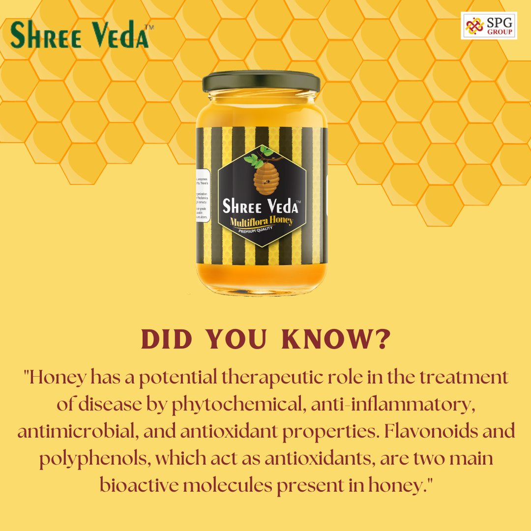 SpgConsumer's tweet photo. “Shree Veda” Honey is a powerhouse of natural goodness. The antibiotic properties found in honey can work wonders for your health. From soothing sore throats to aiding in wound healing, this liquid gold is truly a gift from the bees. 
#HoneyHeals #Natural #BeeWell #shreeveda https://t.co/xFPScCl9xE