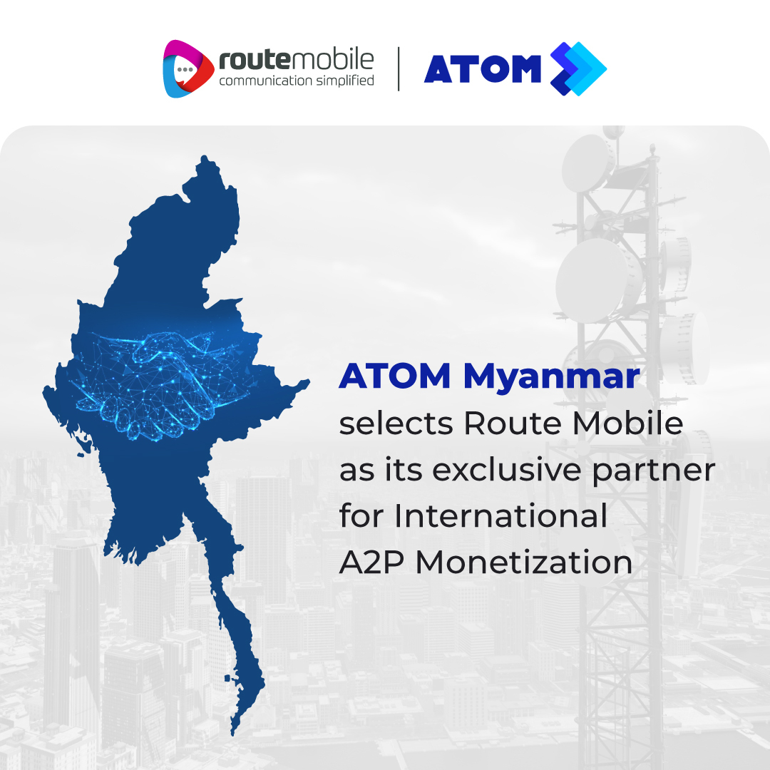 routemobile's tweet image. We are proud to be appointed as @atommyanmar’s (erstwhile Telenor Myanmar) exclusive partner for International #A2PSMS services in #Myanmar!

#A2PSMS #Telecom #Partnership #RouteMobile