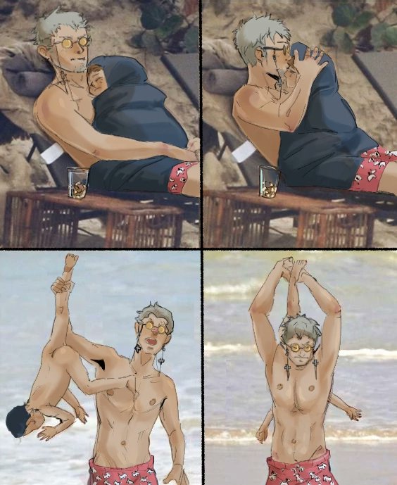 kommunalco's tweet photo. Shiro resting on the beach with twins

#aoex #aonoexorcist #blueexorcist #Rin #okumurarin #Yukio #okumurayukio #Shiro #FujimotoShiro #meme  #animememe #anime #manga  #poltoriyaart https://t.co/r696Syz322