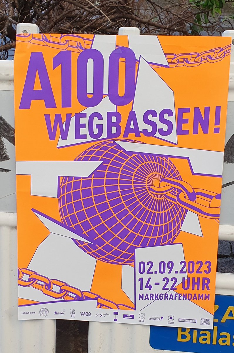 Ein Weiterbau der A100 ist nicht nur ein Plan von gestern sondern würde vor Ort auch einige kulturelle & subkulturelle Räume zerstören..

A100 wegbassen!

2.9. 14 - 22 Uhr
Markgrafendamm

#b0209