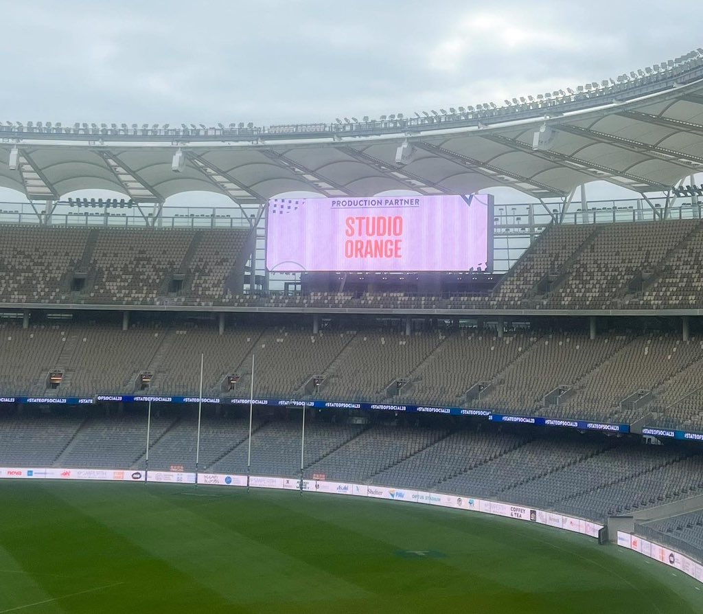 It's officially Day 1 of The <a href="/state_of_social/">State of Social</a> Conference 2023 and our team is here at Optus Stadium for the two day event. 🥳 

We're pretty pumped to see our work from the past few months being aired on the big screen!🫶

If you see us, come and say hi! 👋🏽 #STATEOFSOCIAL23