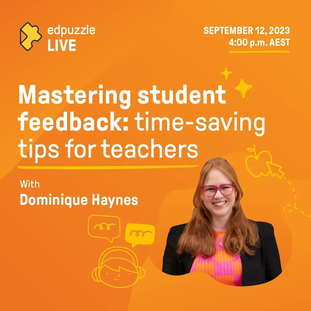 SACSLearn's tweet photo. SACS' own Director of Teaching, Dominique Haynes (@domteaches), is presenting for EdPuzzle on Mastering Student Feedback. Register here: https://t.co/4Ru3fx6Lqs Online Event on Tuesday 12 September, 4:00pm. https://t.co/9D6JkpEHey