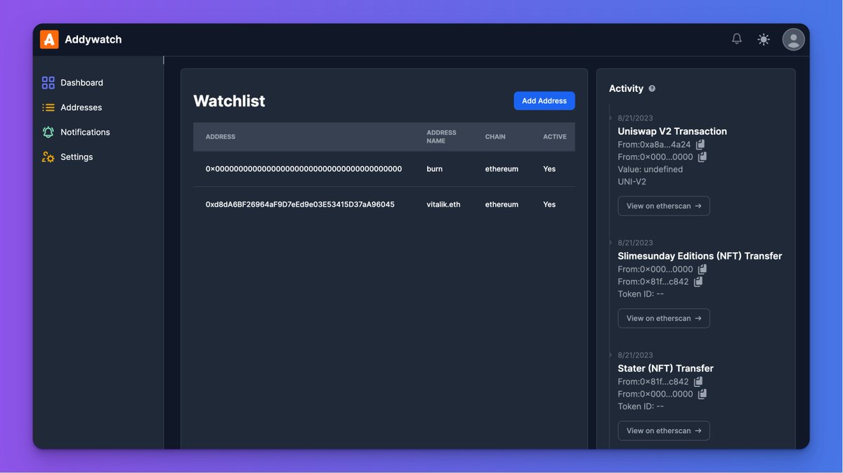 dimitri4d's tweet photo. 🌟Week 2 of n&amp;w s4.

Cooking up a toy for https://t.co/Shj2zolexZ, a blockchain address tracking and monitoring app.

👀 Here it is! A sneak peek of my toy, monitoring the Ethereum burn address

cc: @_buildspace  @_nightsweekends https://t.co/e65Brm3boe