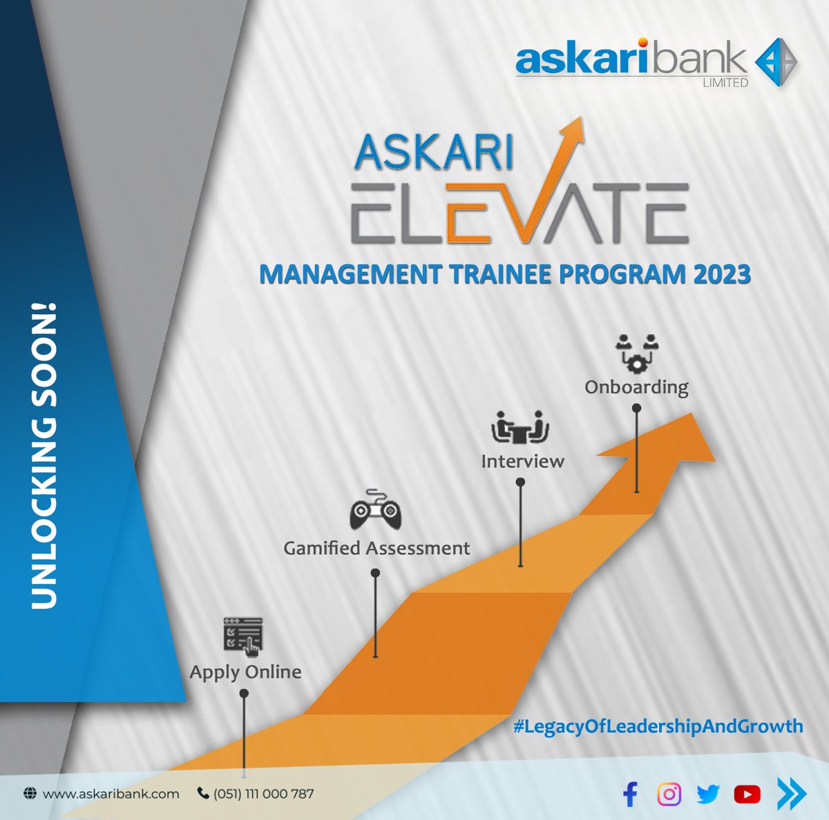 Askari_Bank's tweet photo. Roadmap to elevate your career under Askari Elevate - Management Trainee Program 2023

#AskariBank #AskariElevate #MTO2023 #Career #Roadmap #ManagementTraineeProgram #Hiring #Banking #UnlockingSoon https://t.co/dcWrvWDs9q