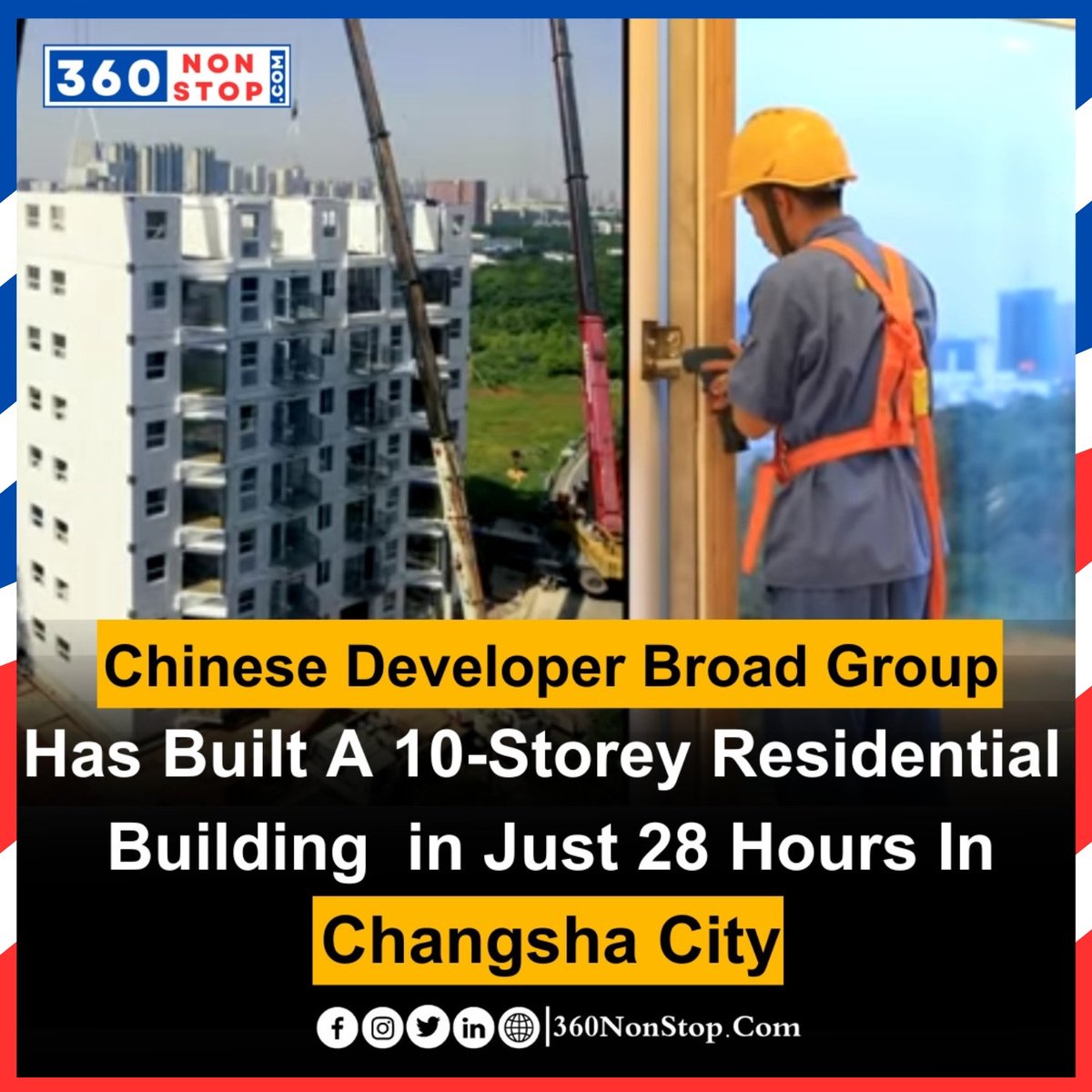 Chinese Developer Broad Group
 Has Built A 10-Storey Residential  Building  in Just 28 Hours In Changsha City.

#InnovativeConstruction #RapidBuildingTech #BroadGroupEngineering #EfficiencyInConstruction #ImpressiveFeats #ChangingSkylines
#360NonStop