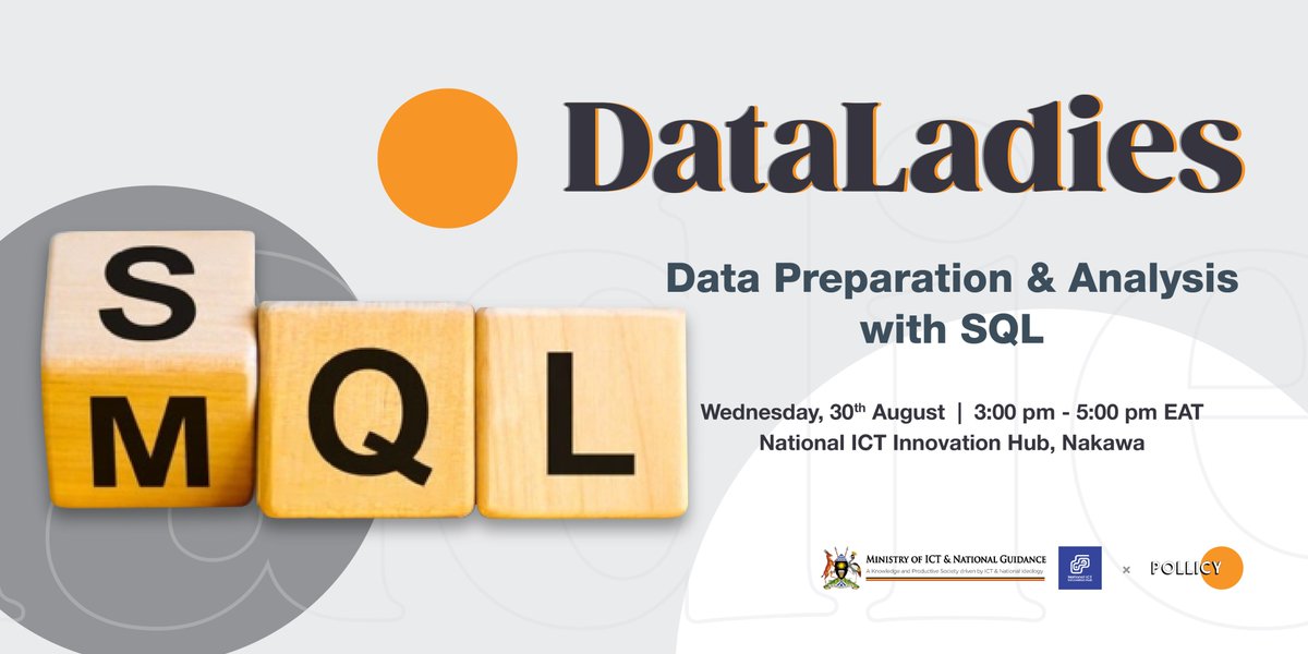 innovationhubug's tweet photo. Have you registered for the next #DataLadies session happening on 30th August? Join @PollicyOrg x @InnovationHubUg as we delve into the world of data preparation and analysis using SQL.
Register now:https://t.co/ZZZiA96PvD
#InnovateUG
@MoICT_Ug https://t.co/IAn5iKfEtU