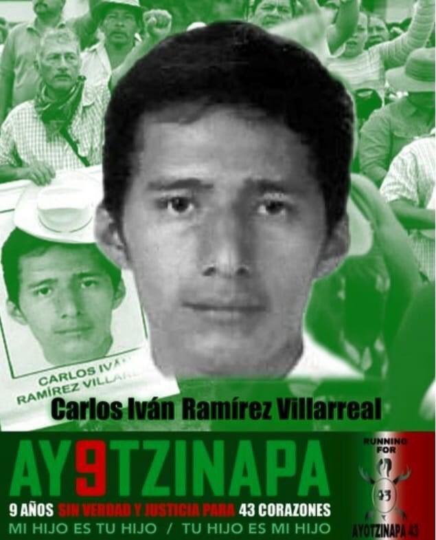 43x43. Día 8 #CarlosIvanRamirezVillareal. Atletas buscándote y pidiendo tu regreso. AYOTZINAPA 9 AÑOS AGOSTO 26 2023 NO OLVIDAMOS NO PERDONAMOS!