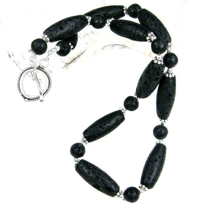 Black and silver is such a classic combination. This elegant black lava rock gemstone necklace is such a classic bit.ly/BlackLavaRockN… @Covergirlbeads #ccmtt #LavaRockNecklaces #ShopSmall