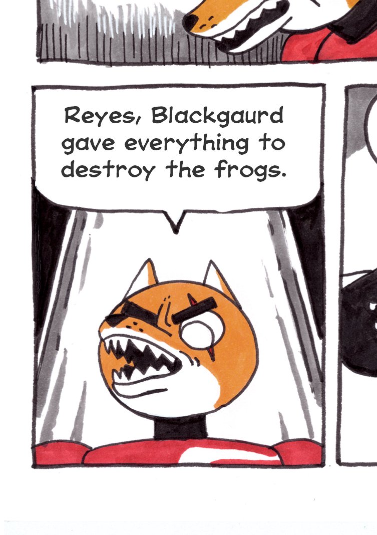 Example of a redone panel!

In the original panel Shiba is looking pretty derpy, the new version is a lot more menacing. The way I envisioned it to be!