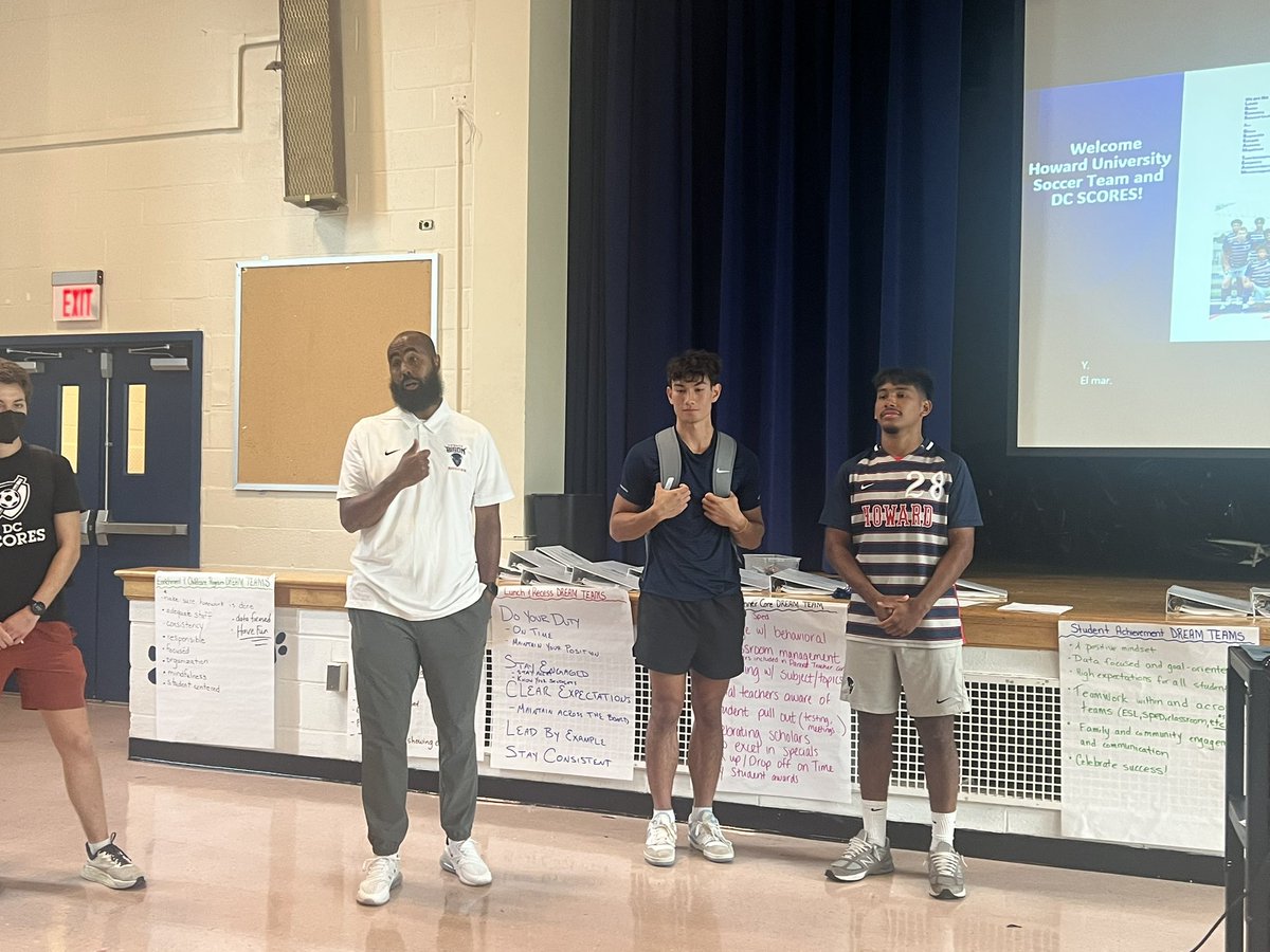 shellyd396's tweet photo. We had the opportunity for our @LBESDC staff to welcome in our @DCSCORES partners &amp; members of @HowardU men’s soccer team to share what makes a great team. Excellent teams “have a standard.” What an awesome learning experience! ⚽️Thank you! @dcpublicschools https://t.co/rt5DuY41Tl