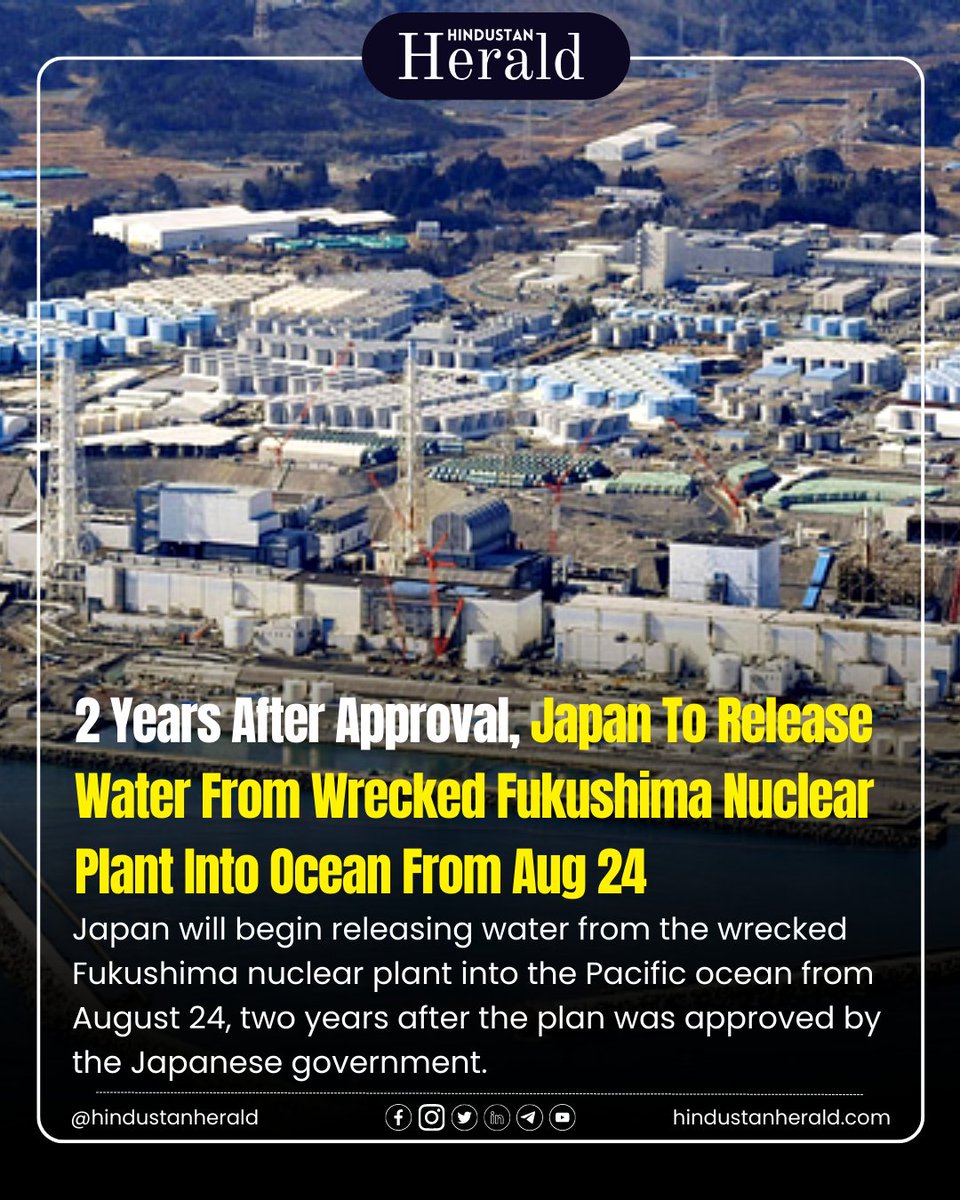 hindustanherald's tweet image. Japan to release Fukushima water into Pacific Ocean, sparking global debates. Share your thoughts &amp;amp; follow @hindustanherald for updates. #FukushimaWaterRelease #EnvironmentalDebate #EngageAndDiscuss 🌊🌍