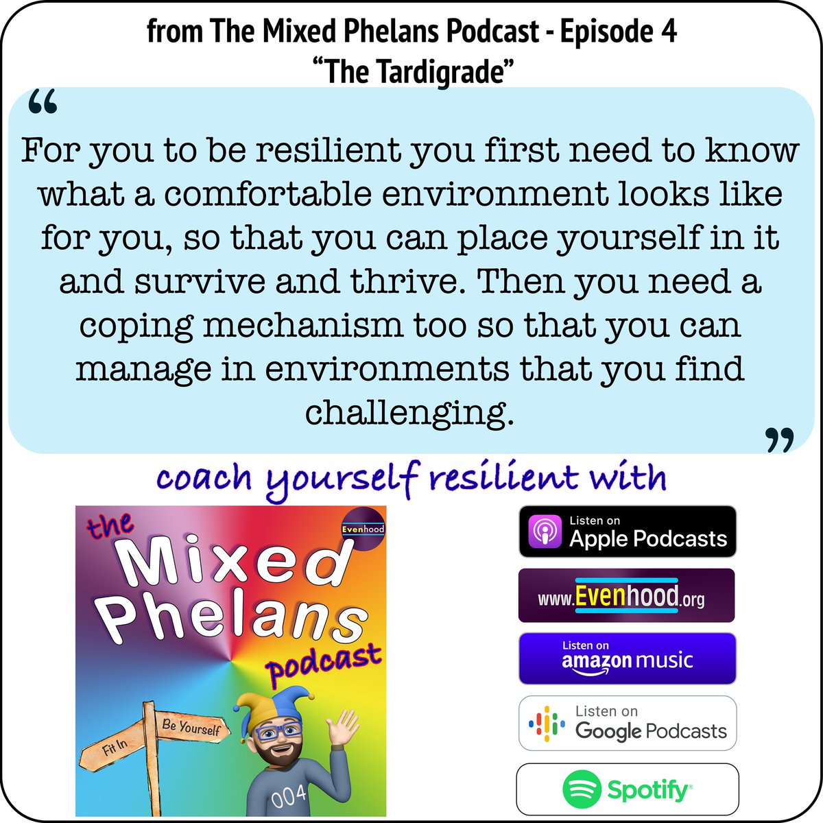Coach yourself resilient #Resilient #Wellbeing #BeYourself #Evenhood #MentalHealth open.spotify.com/episode/15xq9R…