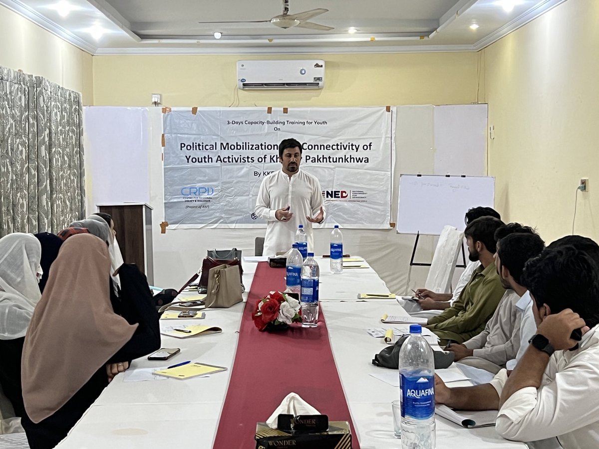 Mehranwaziri's tweet photo. Day one of our 3-day “political mobilisation & connectivity” workshop in Peshawar.
Session & group works by;
- Dr Khadim Hussain
- Dr. Shah Nawaz
- Mehran Wazir
#peace #democracy #YouthEmpowerment #politicalmobilization #peshawar #khyberpakhtunkhwa https://t.co/o4P5BNbPyx