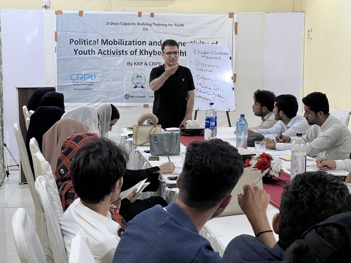 Mehranwaziri's tweet photo. Day one of our 3-day “political mobilisation & connectivity” workshop in Peshawar.
Session & group works by;
- Dr Khadim Hussain
- Dr. Shah Nawaz
- Mehran Wazir
#peace #democracy #YouthEmpowerment #politicalmobilization #peshawar #khyberpakhtunkhwa https://t.co/o4P5BNbPyx