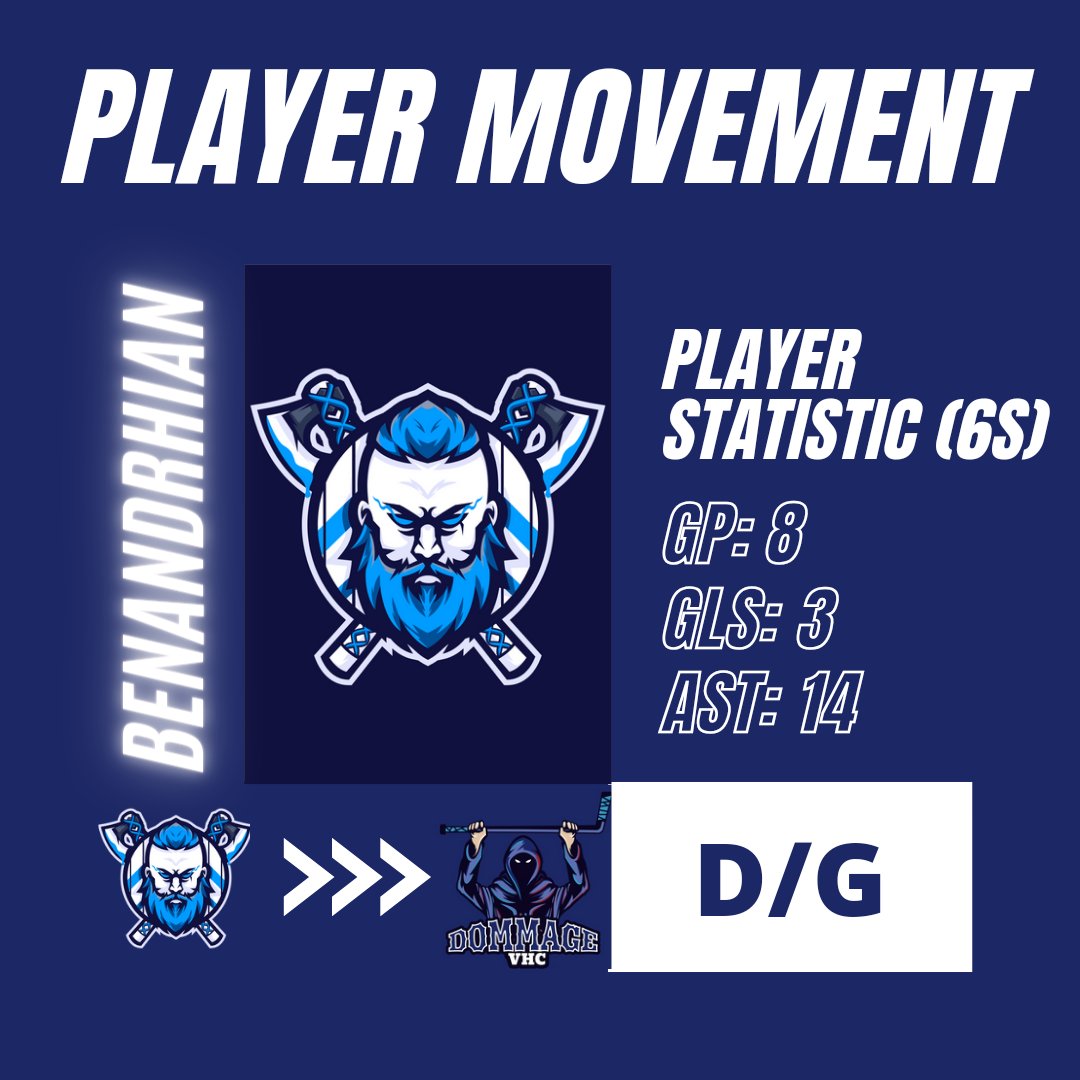NewsWoc's tweet photo. PLAYER MOVEMENT! 
Benandrhian moves to Dommage HC from the Coventry Vikings! https://t.co/YJgL4Vo2Xd