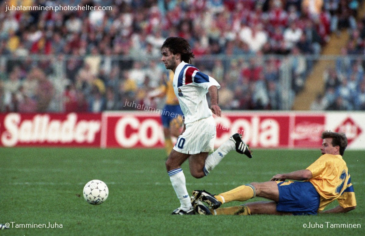 TamminenJuha's tweet photo. On this day 30 years ago, 22nd August 1993 at the old Råsunda Stadium, World Cup qualifier Sweden v France. The match was played in the afternoon, so I could take the night ferry from Turku to Stockholm and back, no hotel needed. #SWEvFRA #USA94 #Svenskfotboll #LesBleus #Rasunda https://t.co/M5z666EPju