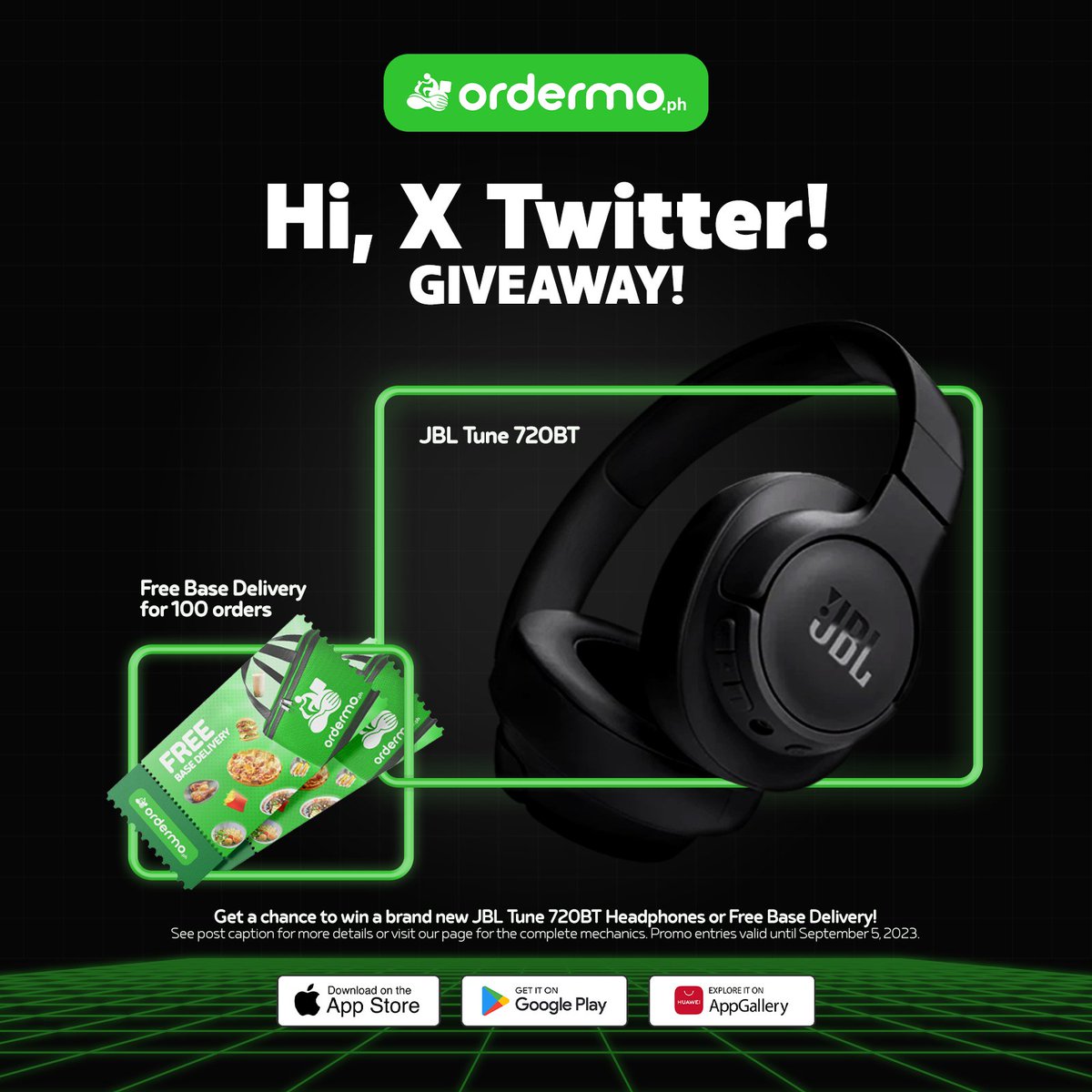 𝐑𝐞𝐚𝐝𝐲 𝐭𝐨 𝐰𝐢𝐧 𝐛𝐚𝐜𝐤 𝐲𝐨𝐮𝐫 𝐗? 🎧 

Get a chance to win a 𝐉𝐁𝐋 𝐓𝐮𝐧𝐞 𝟕𝟐𝟎 𝐁𝐓 and 𝟏𝟎𝟎 𝐅𝐑𝐄𝐄 𝐁𝐀𝐒𝐄 𝐃𝐄𝐋𝐈𝐕𝐄𝐑𝐘!  Ready to win big with a repost, like, and follow? Here’s how you can win!  

— Download the app (ordermo.ph) 
— Follow