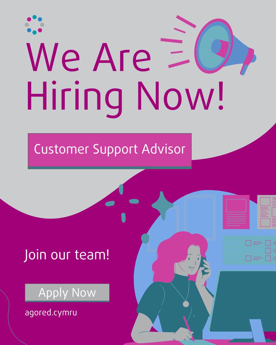 AgoredCymru's tweet photo. We're hiring! Apply today to join our dynamic team!

👉 Customer Support Advisor
🔗 Read the full job profile here: https://t.co/EmLIZyzvT2

Please submit your CV by email to laura.kingman@agored.cymru by 12pm on Tuesday 29th August 2023. https://t.co/DRZ0WaWp2t