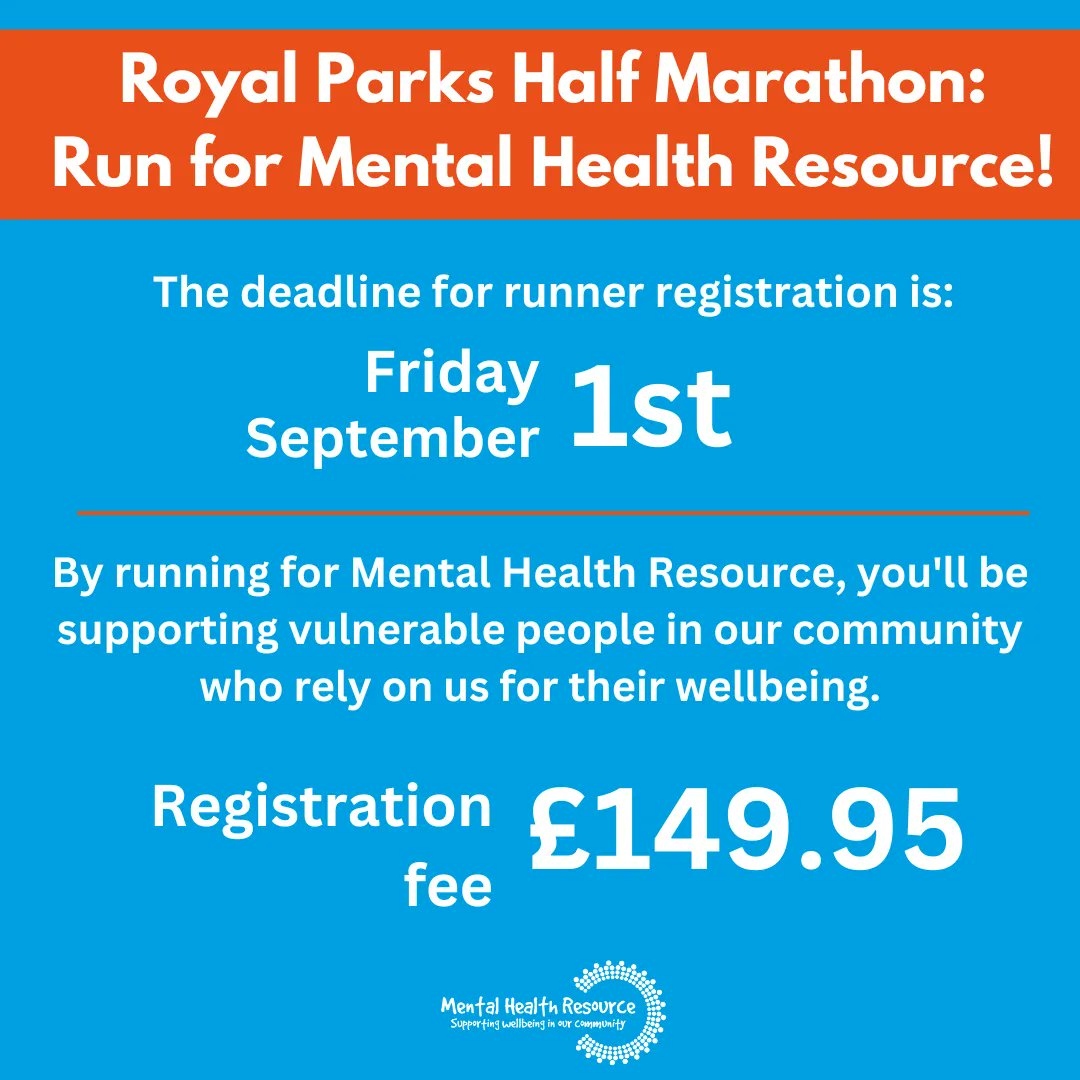 Thinking of taking on the @RoyalParksHalf ? Run for us! The deadline is fast approaching, with just 10 days left! For further details including how to register, visit buff.ly/39vZ04D #royalparkshalf #running #fundraising