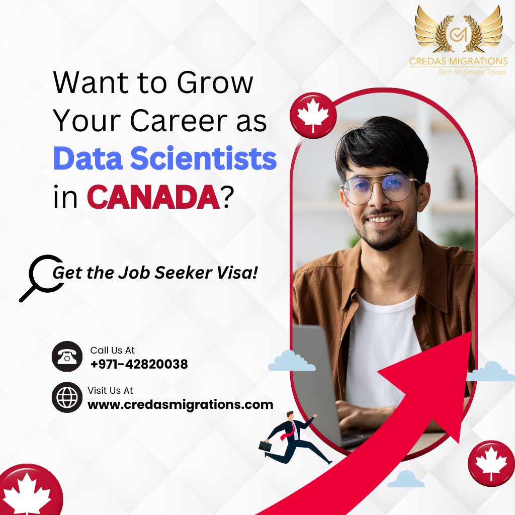 🇨🇦 Dreaming of a #DataScientist career in Canada?🤔
🌟 Let immigration and #visaconsultants be your guide! 🛫📊 Explore Canada's #JobSeekerVisa with expert assistance. 

#datascientistjobs #jobseekers #SkilledJobs #DataScience #jobopportunity #careeropportunities #canadavisa